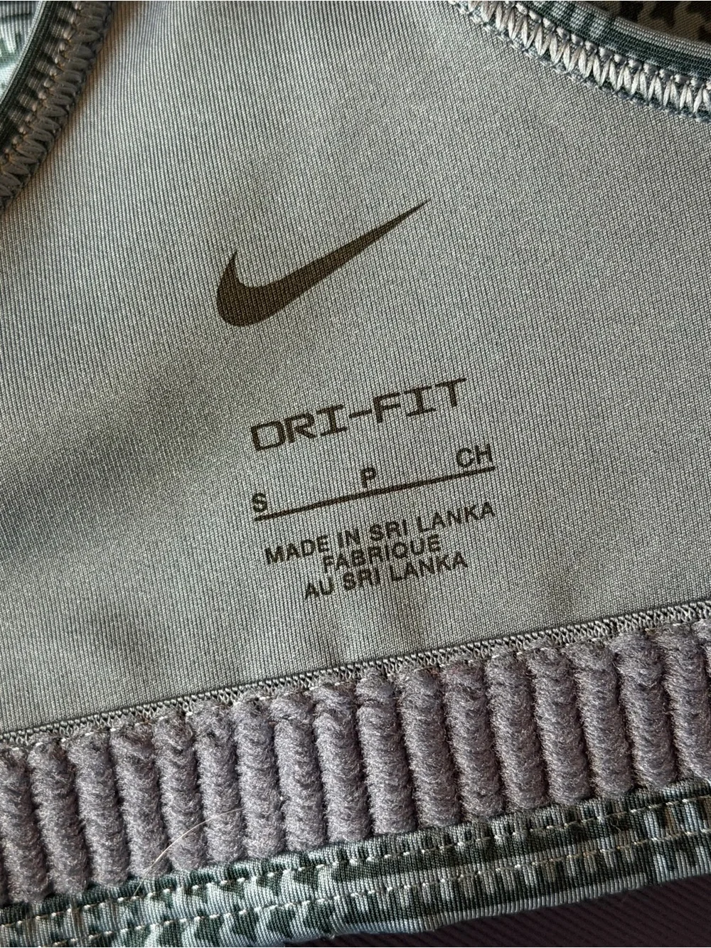 Nike Blue Houndstooth Racerback Sports Bra with Red Swoosh